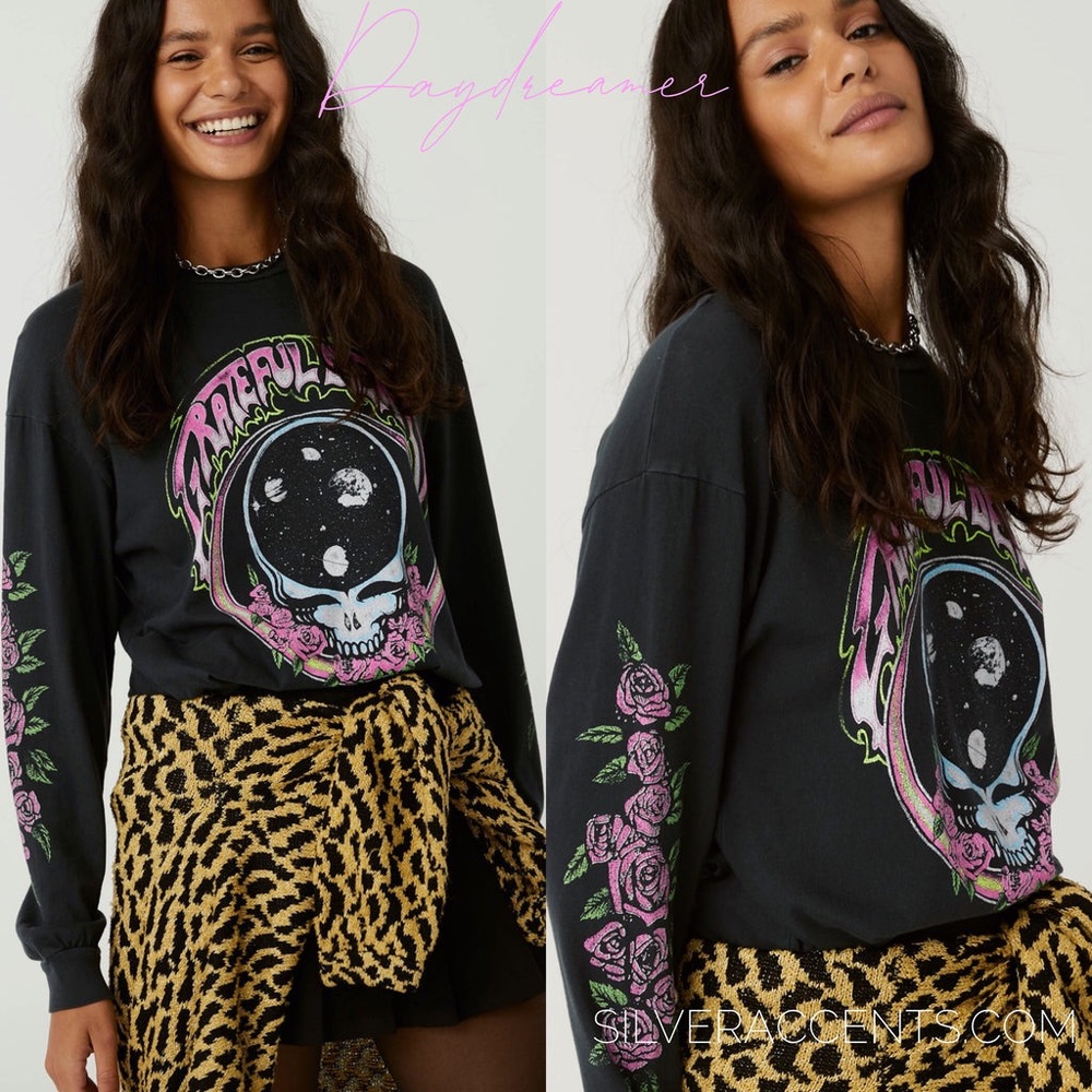 DAYDREAMER Space Face GRATEFUL DEAD Vintage Black Long Sleeve Top Size XS